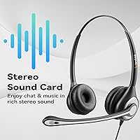 Vista 3 de Wantek Auriculares USB con micrófono para PC, computadora portátil con botón de respuesta de llamadas para equipos MS y teléfonos IP, diseño ligero