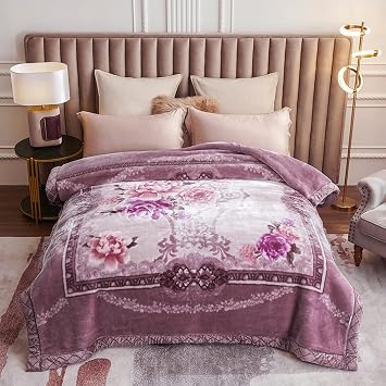 Twin Size Reversible Blankets 60x80inch,Korean Mink Blanket Heavy Plush Fleece Blanket 2Kg, Soft and Warm, for Autumn, Winter, Bed, Home, Gifts