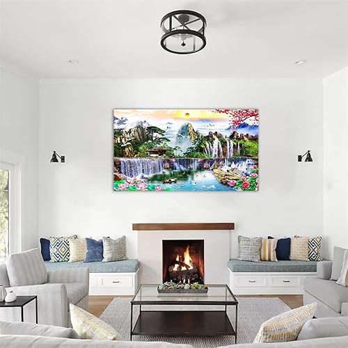 Miniatura 3 de NOLEGA Lienzo decorativo para pared, cuadro de paisaje, flor de cascada de montaña de estilo chino, impresión de naturaleza sobre lienzo, póster e