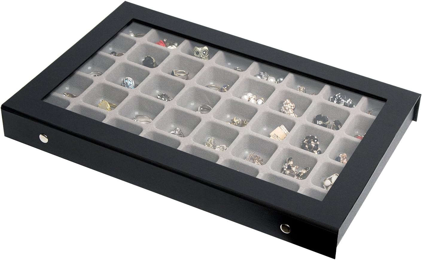 J JACKCUBE DESIGN Earring Organizer Tray, Earring Box with Clear Lid 40 Slots Jewelry Box for Drawer, Stud Earring Necklace Bracelet Ring Healing Stones Storage – MK333A