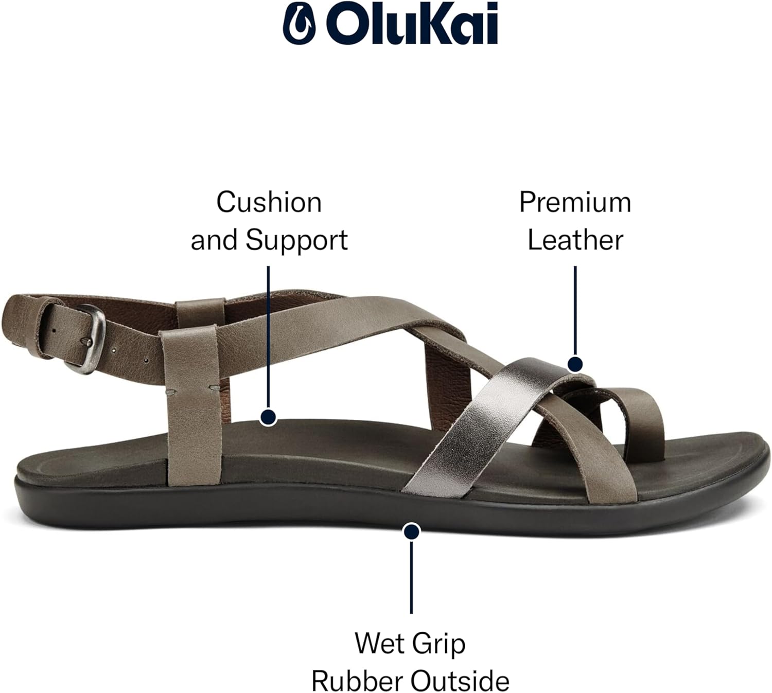 OLUKAI Upena Women's Strappy Beach Sandal, Lightweight & Durable Design, Water Resistant Slides for All-Day Comfort & Style - Image 4