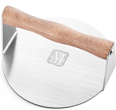 RTT Stainless Steel Burger Press-Engraved Letter Customized Gift idea,6 inch Round Burger Smasher, Professional Griddle Accessories Kit, Grill Press Perfect for Flat Top Griddle Grill Cooking