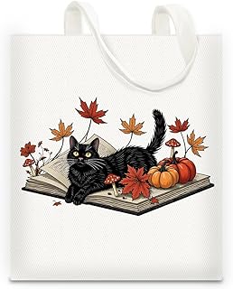 شنطة يد كبيرة توت من القماش بتصميم قطة سوداء لمحبي القطط من ار ان واي جيه جيه جيه