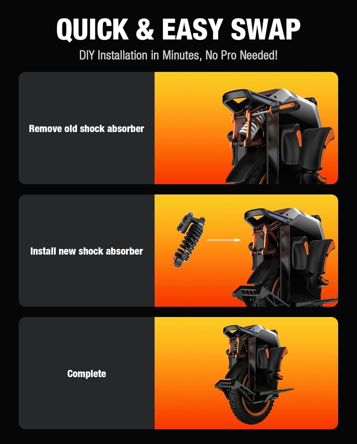 Shock Absorber Compatible with INMOTION V14 Electric Self Balance Scooter Unicycle, Shock Assembly New Upgrade 500-650LBS Spring Suspension Adjustable Original Accessories