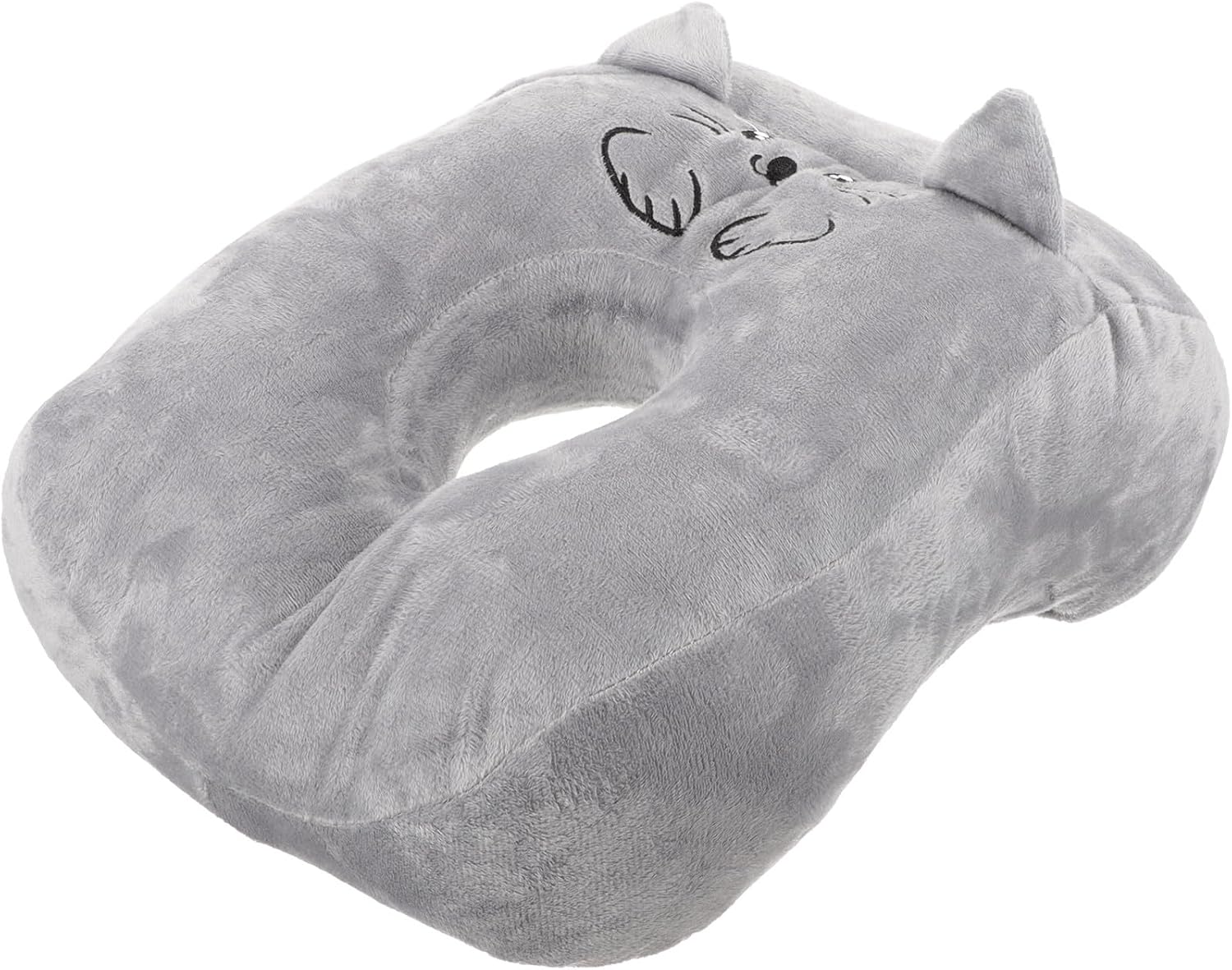 VICASKY Cartoon Face Down Nap Pillow Desktop Cushion for Sleeping Breathable Down Cotton Filled Support for School Travel Home Use Gray Cat Design