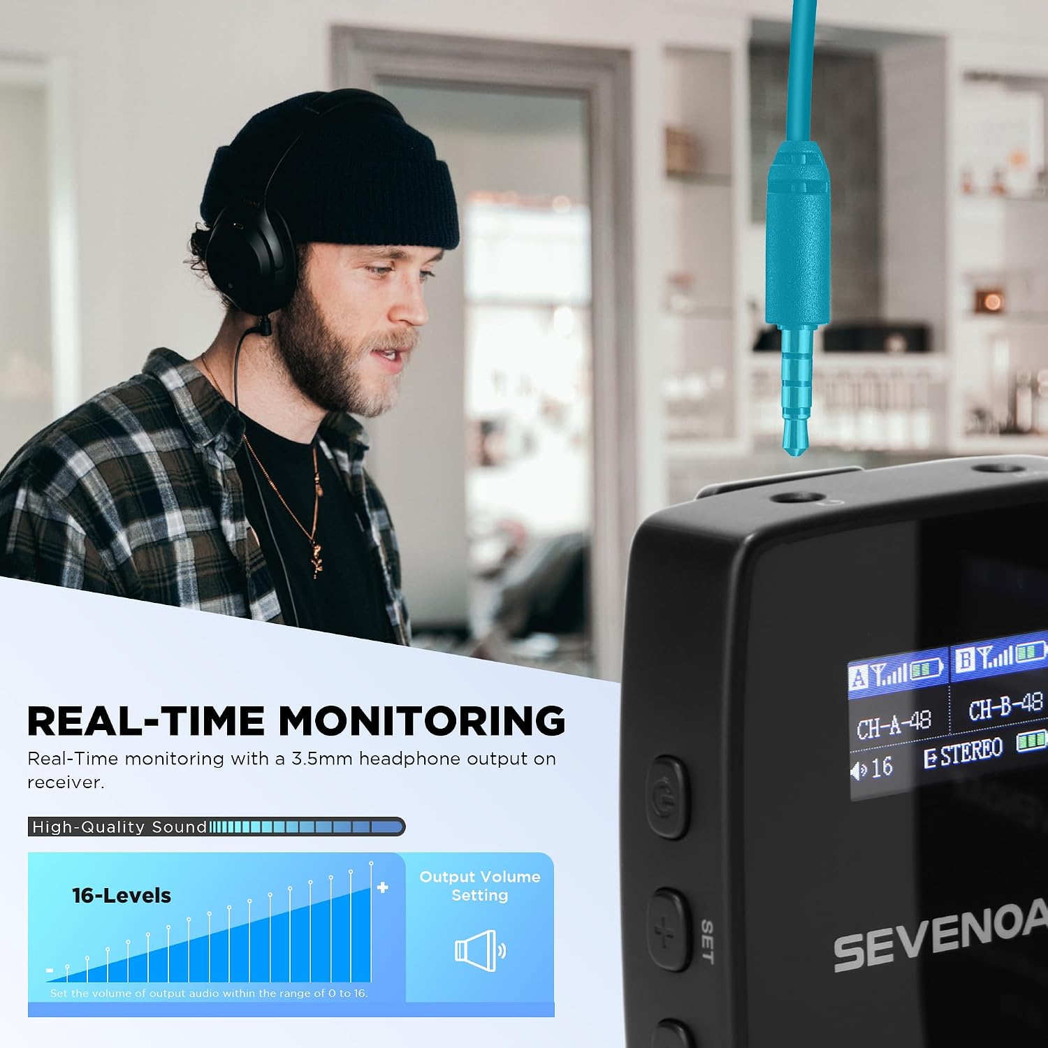 Sevenoak K7 UHF Wireless Lavalier Microphone System for Cameras DSLR Smartphone, 48-Channel,164ft Range,Compact Clip-on Lapel Microphones for Video Recoding YouTube Live Streaming Interview image 4