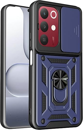Compatible with Realme C85 4G Case Cover,with Slide Camera Lens Cover Compatible with Realme 15x 5G India RMX5250 Cell Phone Protective Case Blue