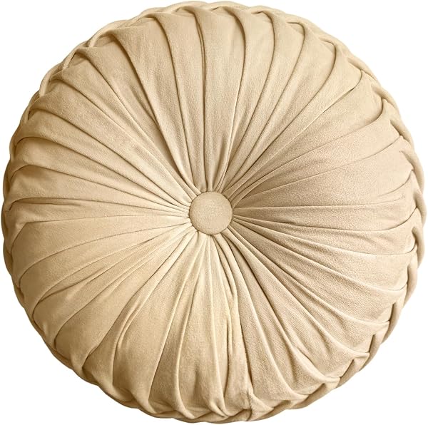 Round Velvet Pleated decorative pillow