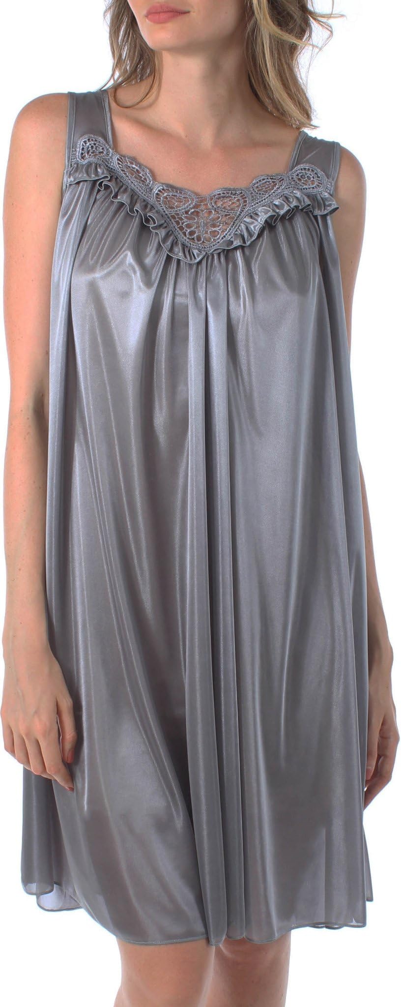 Venice Womens' Silky Looking Embroidered Nightgown 06N