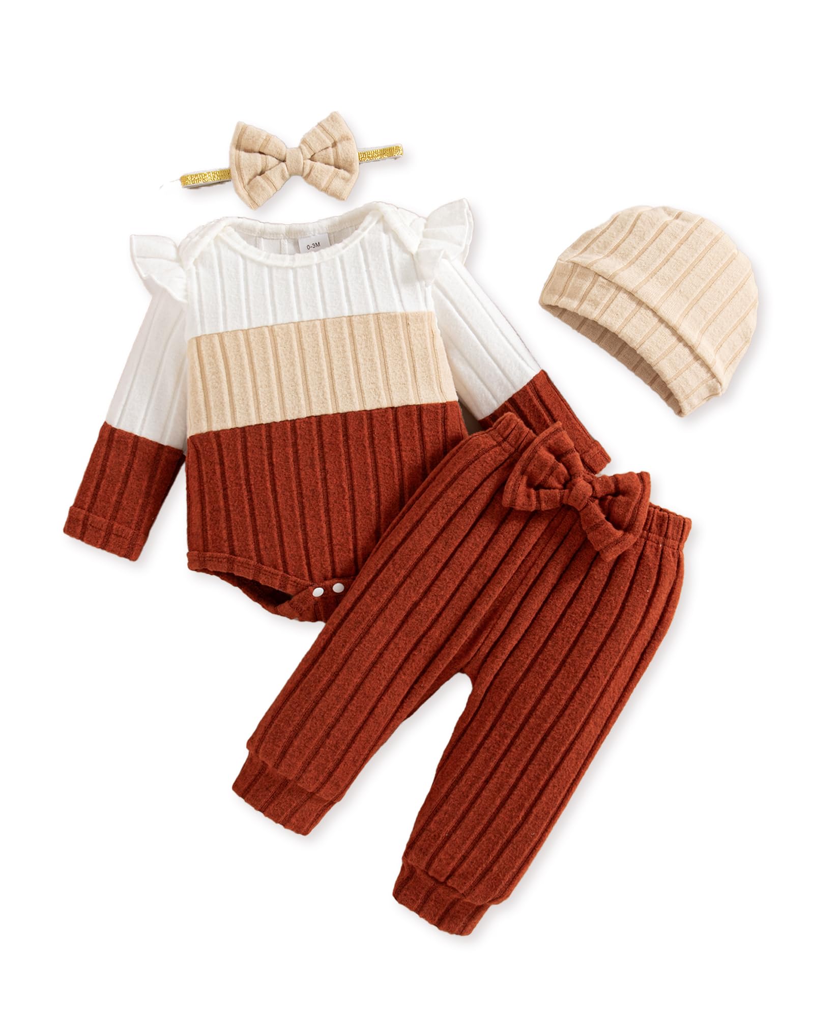 Mioglrie Newborn Baby Girl Clothes Infant Fall Outfits Color Block Pants Set Baby Clothes for Girls 0 3