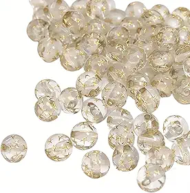 200 peças de contas redondas de estrela dourada transparente de 8 mm para fazer joias, contas de plástico com bolhas, pingentes para fazer pulseiras, colar, faça você mesmo, contas de