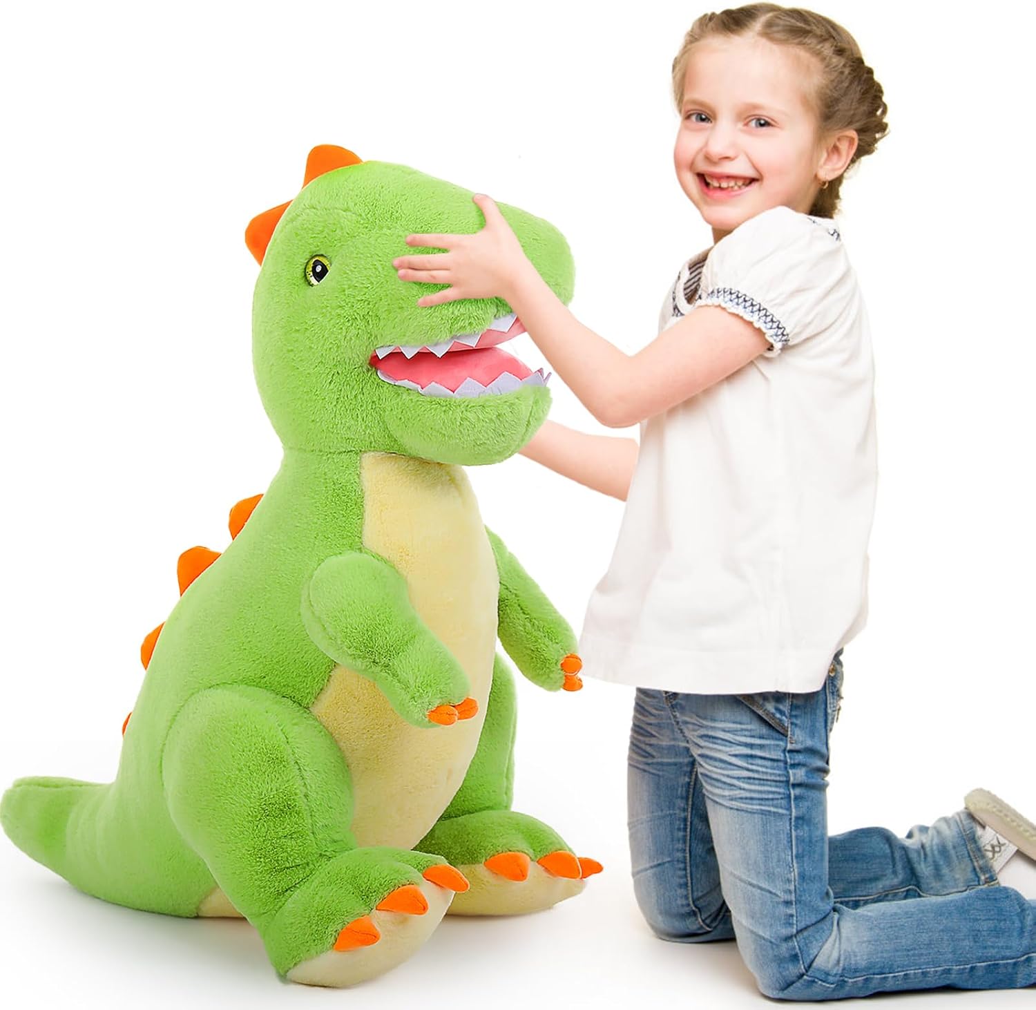 MorisMos Peluche Dinosaure Tricératops Géant 62 Cm – Doudou Kawaii Ultra Doux, Cadeau Anniversaire Enfant Fille Garçon