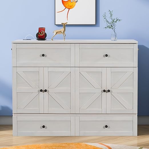 Harper & Bright Designs Full Size Murphy Bed, Wood Full