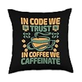 Programming Coffee Caffeine Development Coding Programmer Coder Developer Nerd Coffee Lover Throw Pillow, 18x18, Multicolor