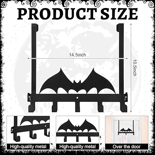 Miniatura 2 de Gancho en forma de murciélago para colgar sobre la puerta, decoración de pared gótica de Halloween, toallero, estante de decoración para puerta,