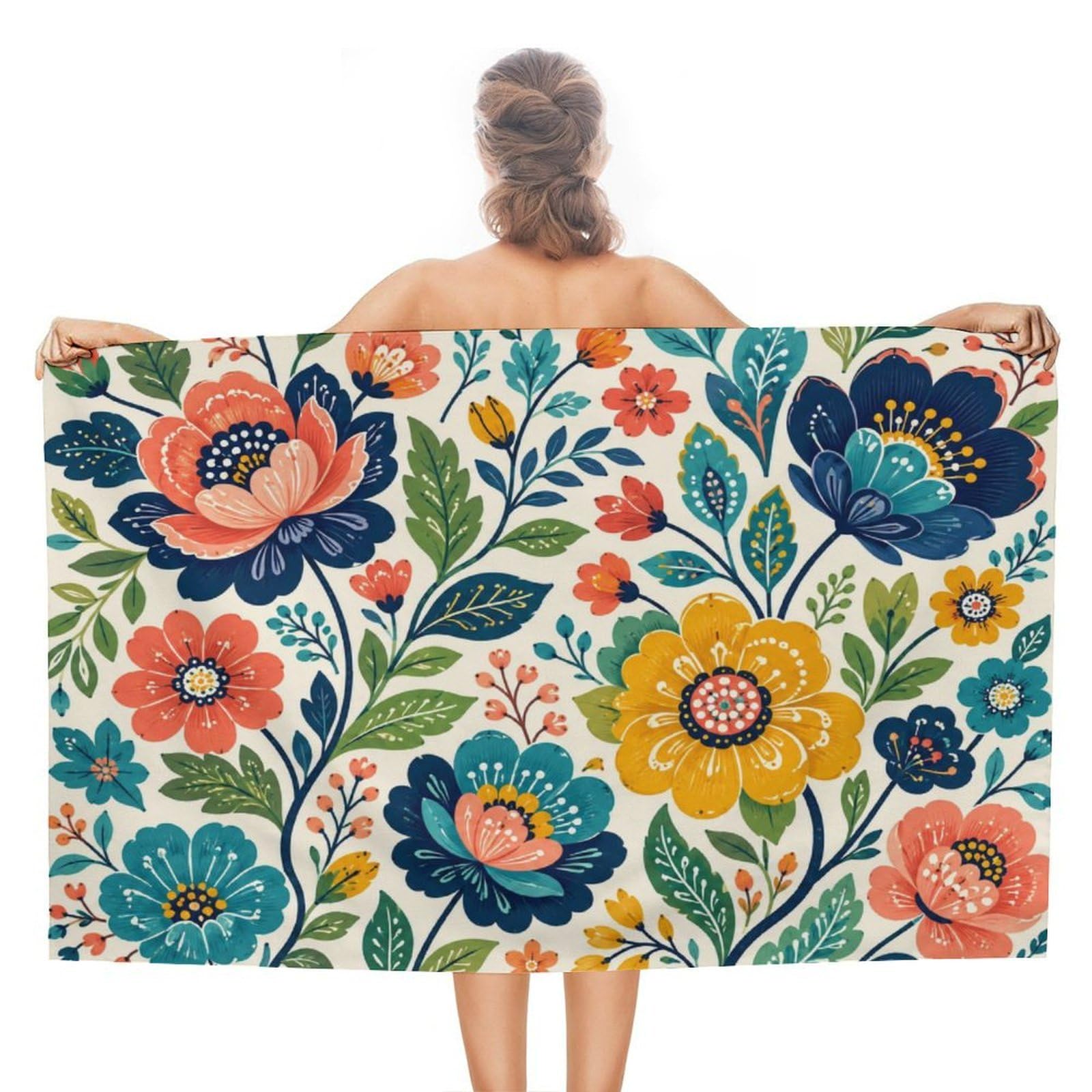 Anceky Floral Oversized Beach Towel Quick Dry Sand Free Microfiber Travel Towel Lightweight Multi Purpose Beach Blanket Pool Gym Bath Towel 51x31 in