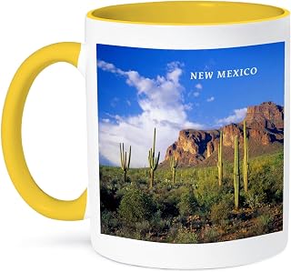 3dRose Cactus Country In New Mexico 15oz Two-Tone Yellow Mug