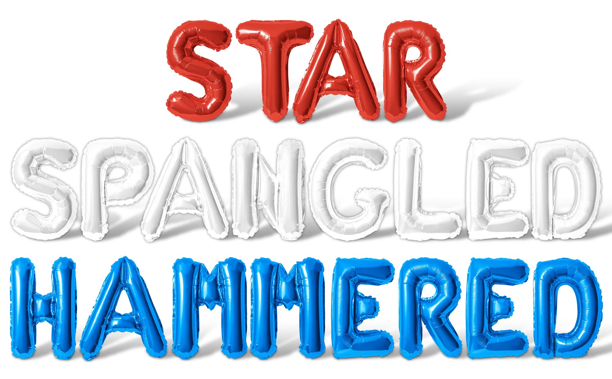 Letter Balloons - STAR SPANGLED HAMMERED 16" Inch Alphabet Letters Foil Mylar Balloon 4th of July Party Banner (Red/White/Blue)