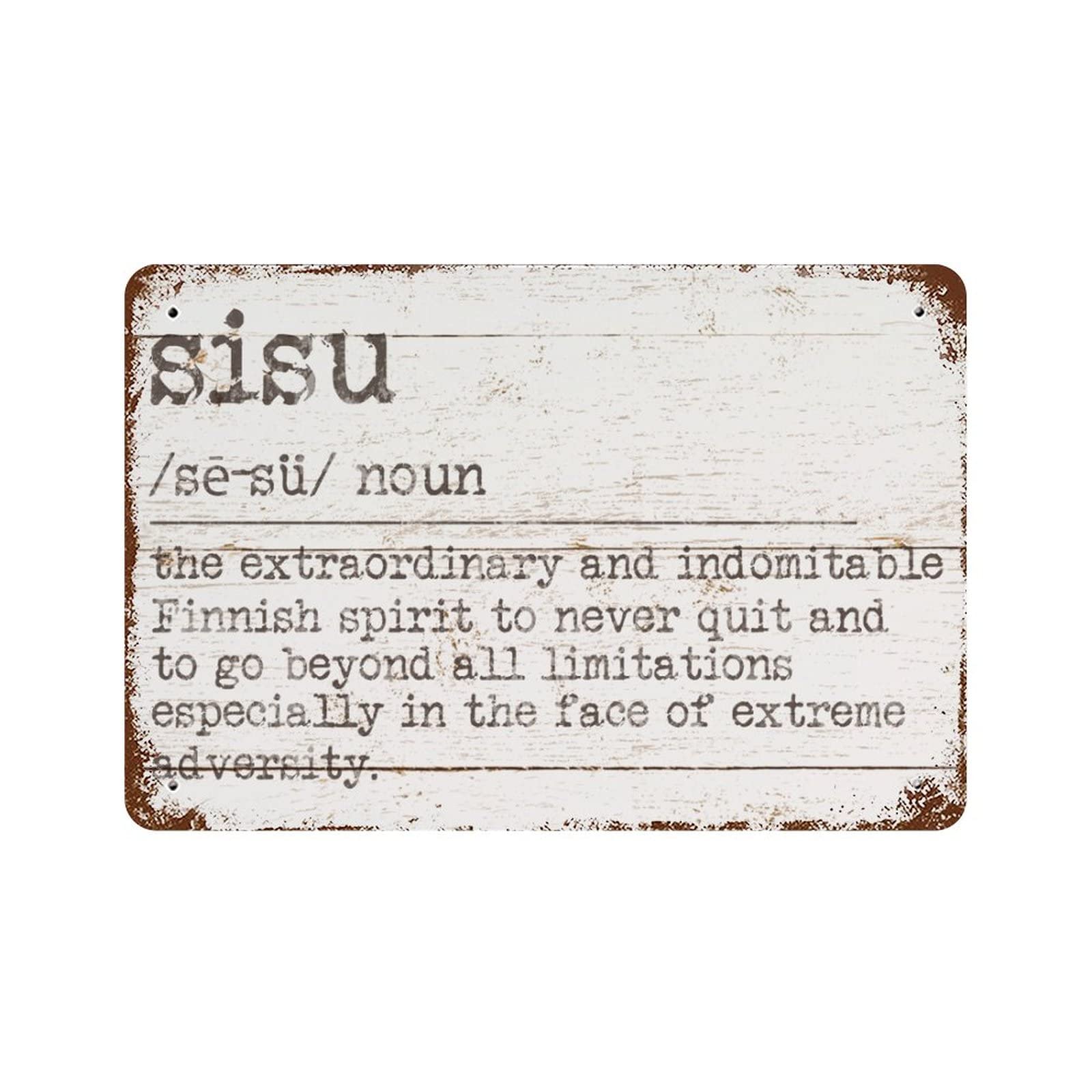 ENEDNATE Sisu Definition Dictionary Word Meaning Motivational Quote Metal Signs Funny Vintage Street Aluminum Metal Tin Sign for Living Room Bedroom Bathroom Kitchen Retro Wall Art Home Decor 8"x12"
