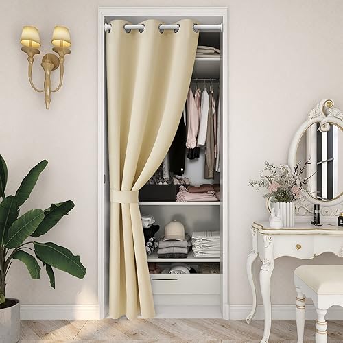 Miniatura 94 de HOMEIDEAS Cortinas de puerta para privacidad de puerta, cortina opaca para puerta de armario para dormitorio, cortinas con aislamiento con lazo