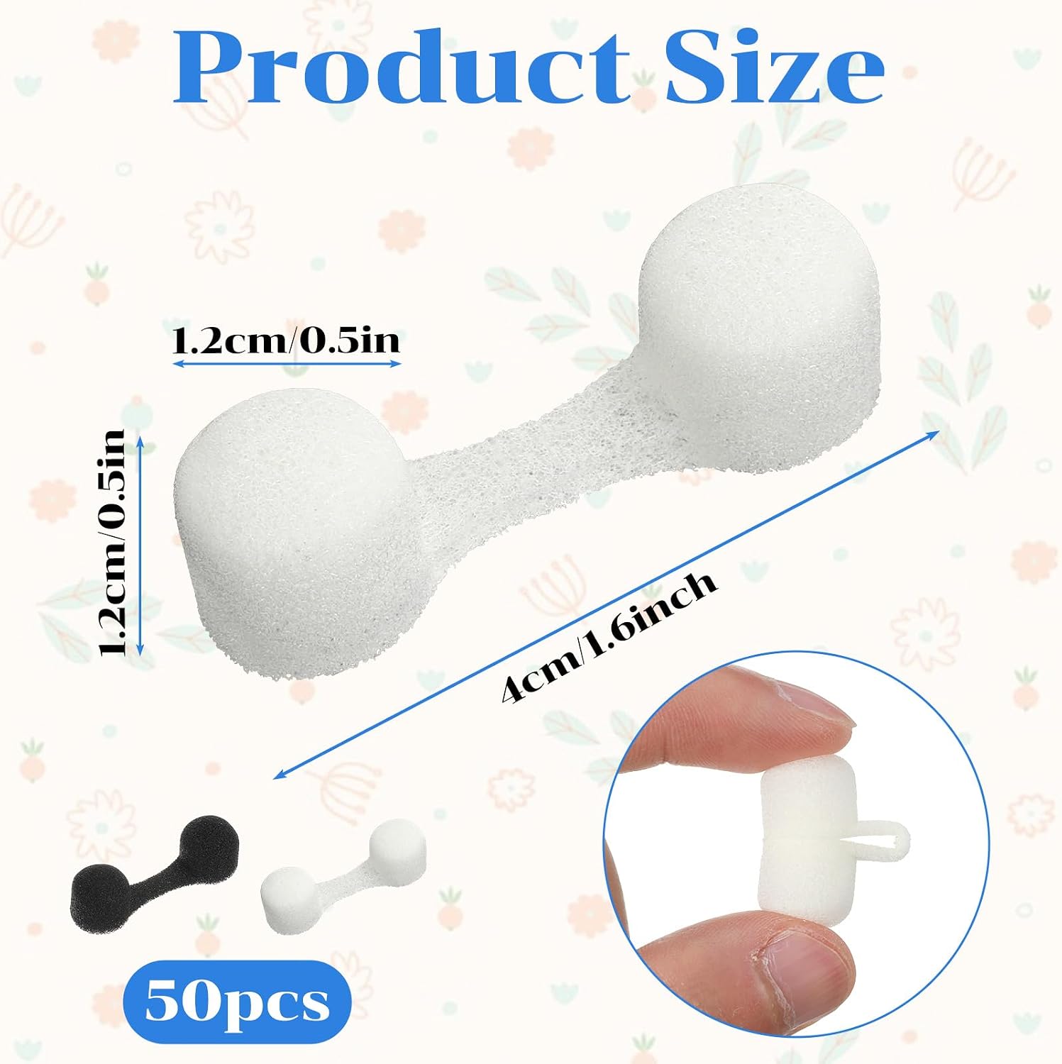 50 Pcs Disposable Nasal Filters Soft Sponge Foam Nose Plugs | Dust Nose Filters for Dust Allergies & Spray Tanning Breathable Nostril Protectors for Men & Women (White Black)
