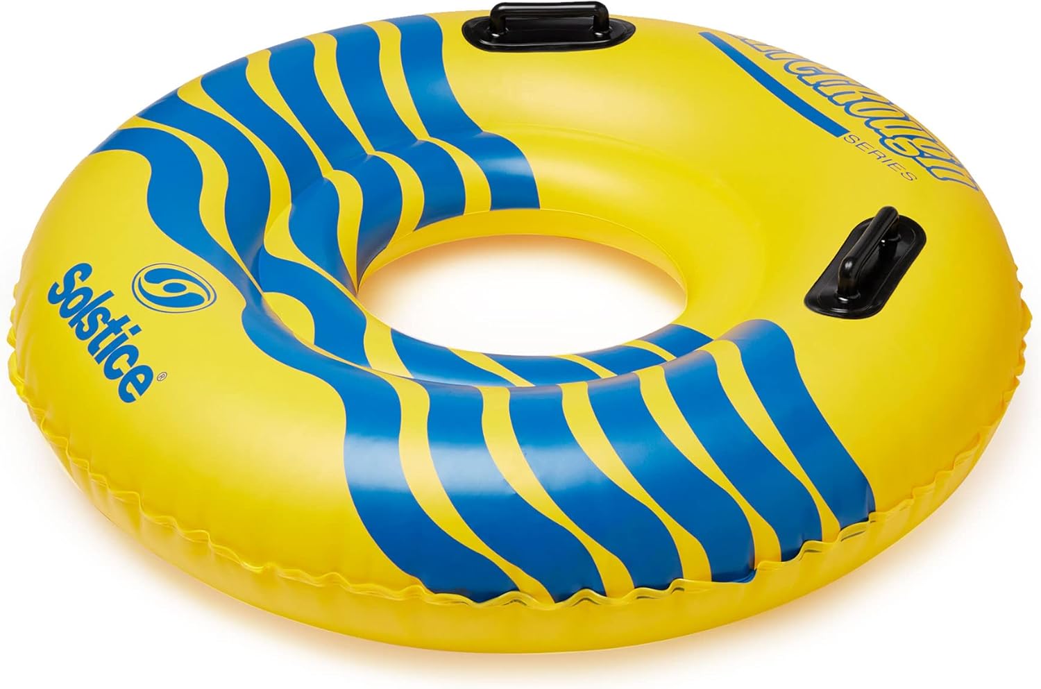 SOLSTICE Super Chill Inflatable River Raft Float Tube Series 1-6 Person With Cupholders Cooler Mesh Bottom Backrest Grab Handles Tie On Rope For River Lake Ocean Pool Floating Snow Heavy Duty Material Yellow & Blue