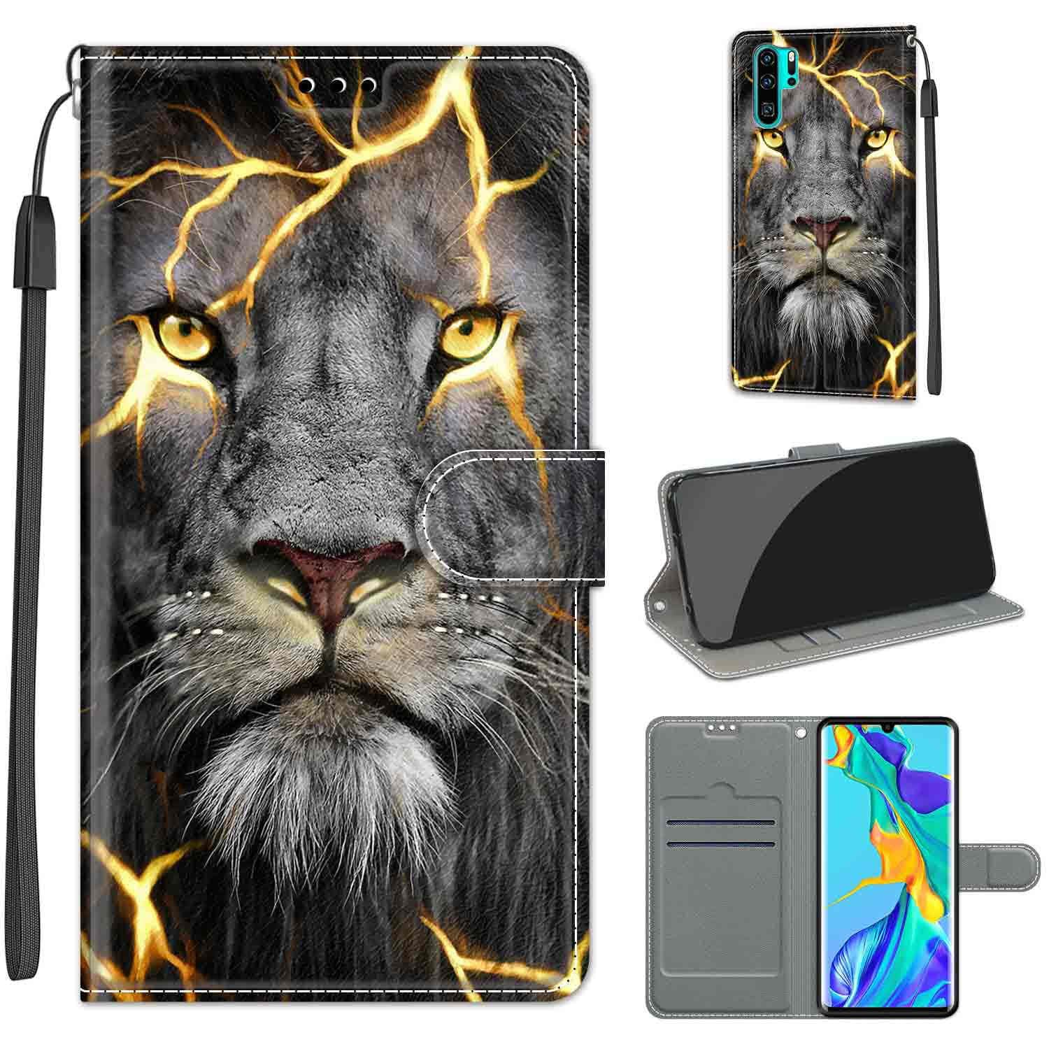 Phone Case for Huawei P30 Pro, Magnetic Closure Card Slots Kickstand Premium PU Leather Flip Wallet Case for Huawei P30 Pro - Image 2