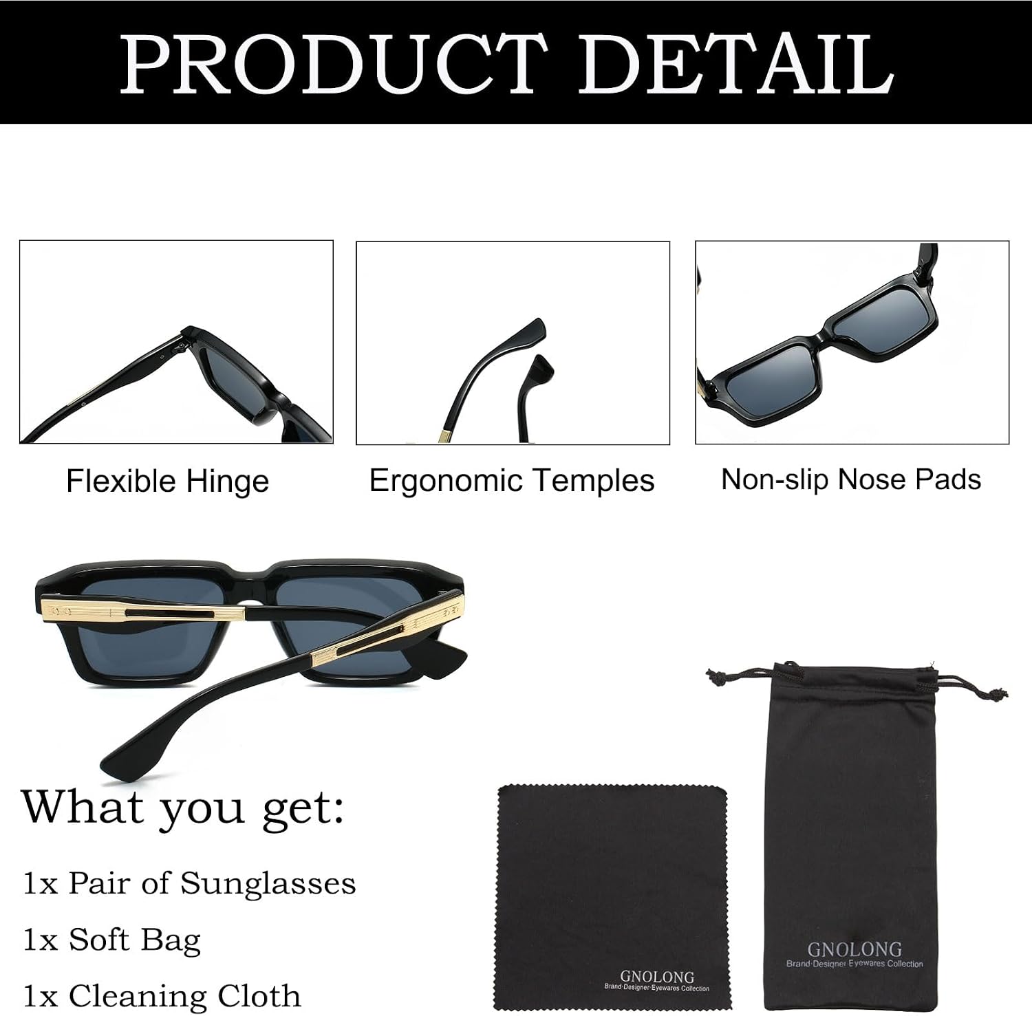 Retro Square Sunglasses for Women Men Vintage Fashion Square Metal Frame 90s Rectangular Chunky Sun Glasses UV400