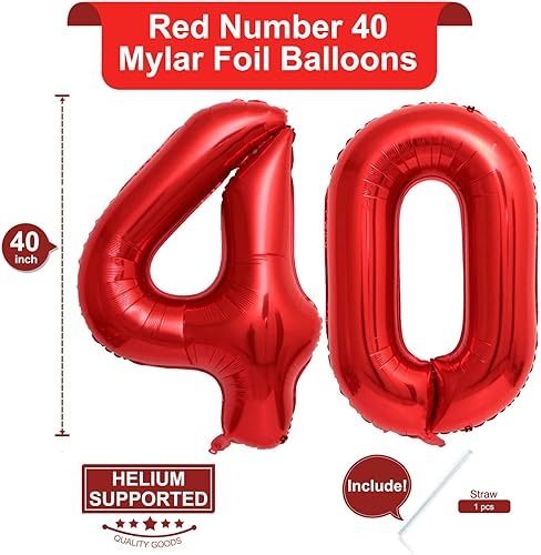 Miniatura 54 de Globos rojos de 40 pulgadas con el número 21 o 12 gigantes, 12 globos rojos de cumpleaños 21, globos de 12 años, suministros de decoración de fiesta