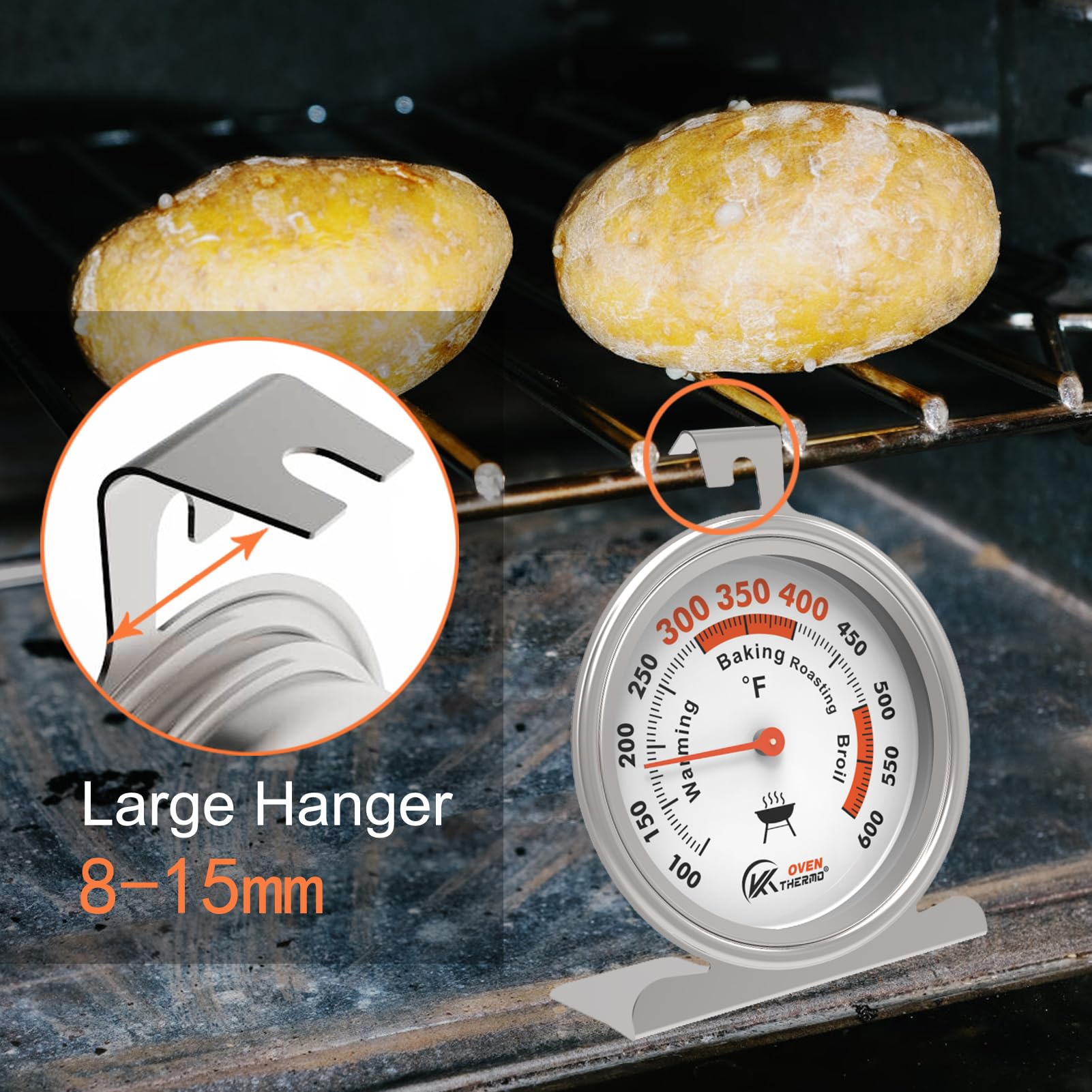 Thermomètre Four ThermoPro TP431 - Acier Inox, Verre Trempé - 50-300°C - Pour Viande, Pizza, Cuisson