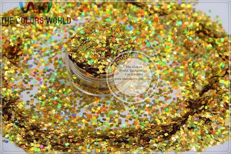 LM-2 Size 2 mm Laser Holographic Gold Color Glitter Paillette Square Shape spangles for Nail Art and DIY supplies1pack=50g