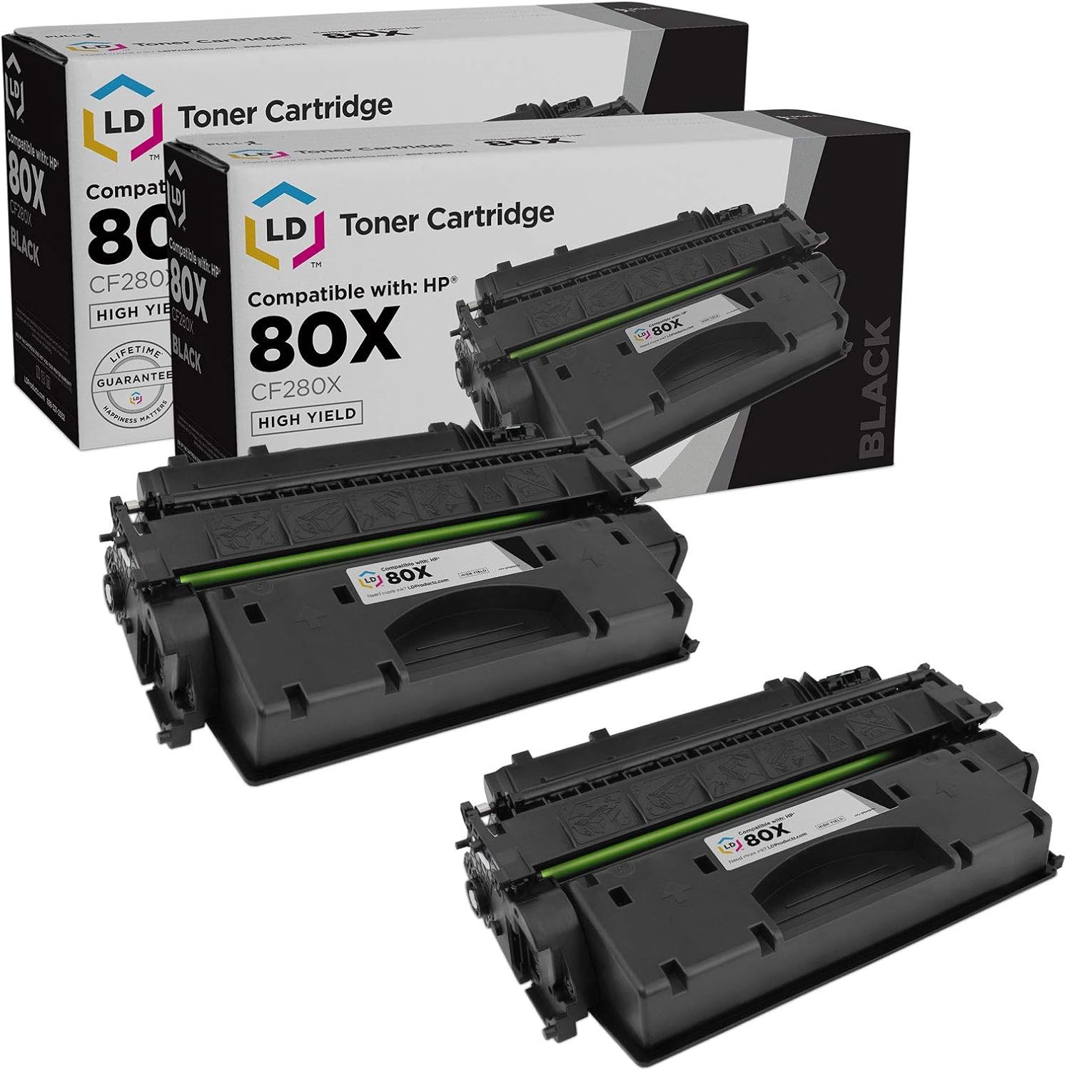 LD Products Compatible CF280X Toner Cartridge Replacement for HP 80X CF280X High Yield for use in LaserJet 400 M401a, 400 M401dn, 400 M401dne, 400 M401dw, 400 M401n, 400 MFP M425dw (2-Pack, Black)