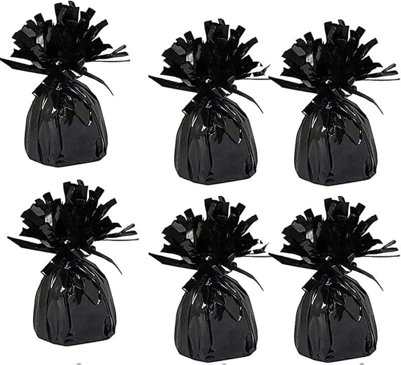 Chochkees Black Metallic Balloon Weights, 6-Pack Birthday Party Favors, 5.5" Inches,