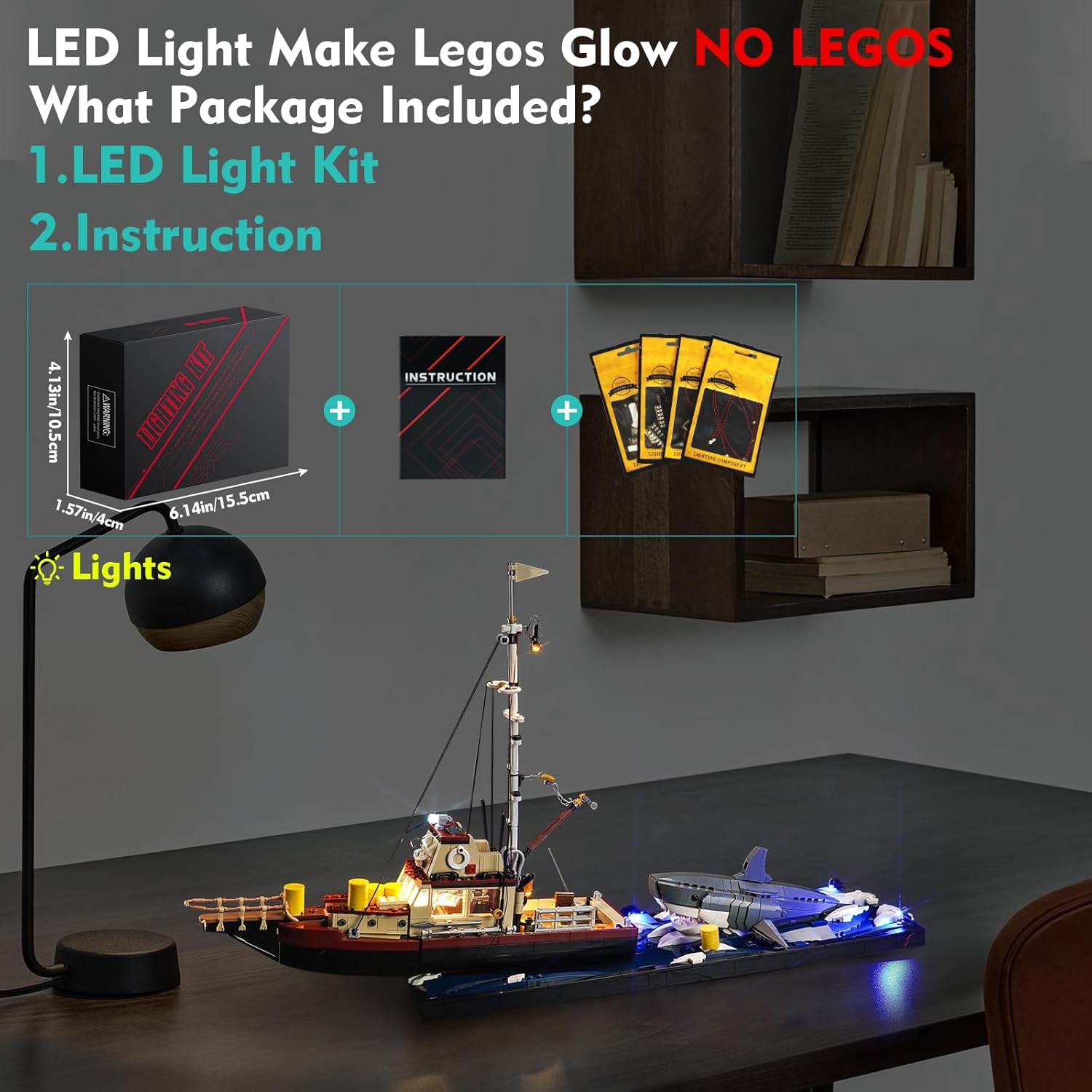 Contents of the LED Light Kit package, including the light kit box and an instruction booklet.