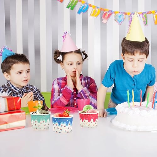 Miniatura 6 de Lawei Paquete de 100 tazas de helado, 8 onzas desechables de papel para helado para alimentos fríos y calientes, cuencos de postre para helado,