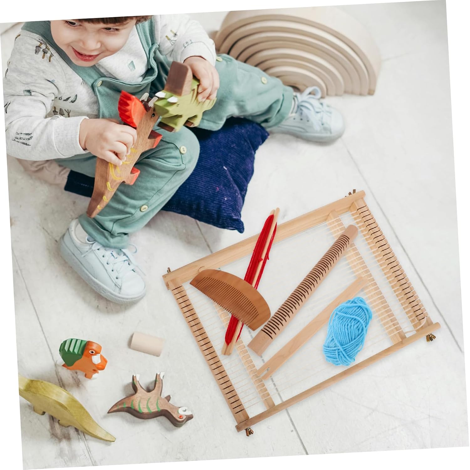 COHEALI Wooden Weaving Loom Kit Medium Handcrafted Tapestry Loom for DIY Projects Easy Assembly for Beginners and Craft Enthusiasts Develops Weaving Skills