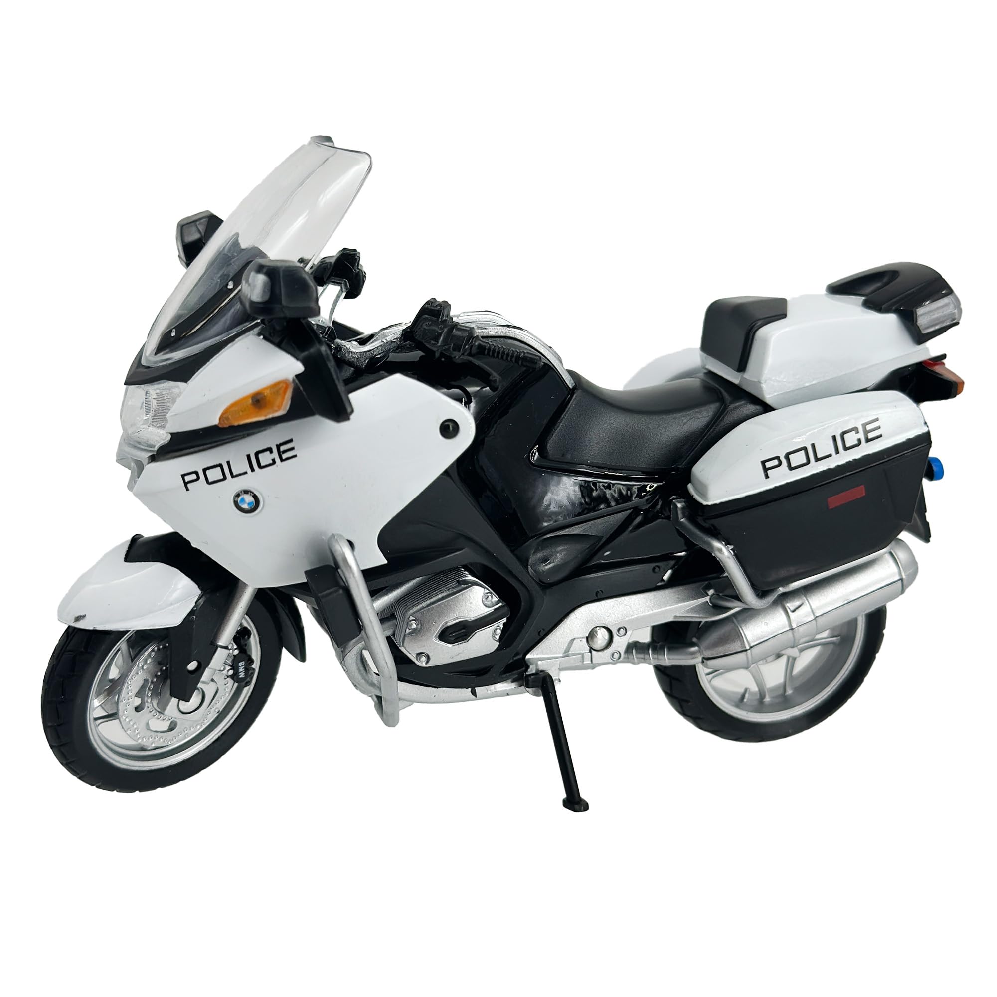 Welly White Die Cast Bmw R1200 Rt Police Motorcycle, 1:18 Scale, Collectible Model Dirt Bike