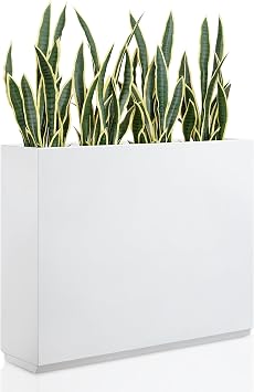 38Lx10Wx30H Heavy-Duty Metallic Planter Box for Outdoor Indoor Use | Fully Assemble Metal Planter, All-welded Seamless Construction, Tall Divider Planters for Garden Patio Deck Yard, White