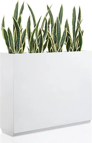 Wallowa Metallic Heavy Planter for Outdoor Plants, 38Lx10Wx30H Inches Tall and Long Metal Divider Planter Box with for Outside & Indoor, Seamless (White)