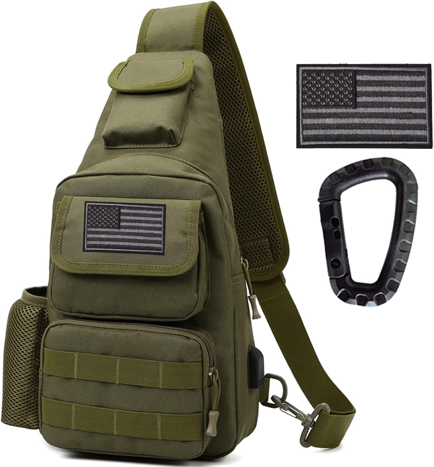 Tactical Shoulder Bag - 1000D Molle Military Backpack Outdoor Daypack Chest Pack (Green)