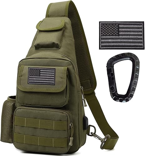 Bolso táctico de hombro - Mochila militar Molle 1000D al aire libre Daypack, Verde, Moda