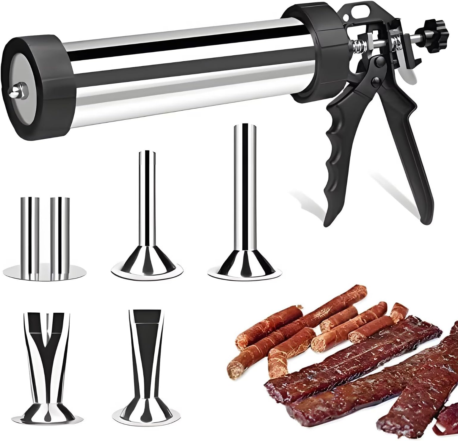 Professional Beef Jerky Gun Kits Stainless Steel Jerky Maker - Jerky Maker Jerky Cannon Meat Gun Stainless Steel Jerky Gun Large Capacity Jerky Making Kit#12