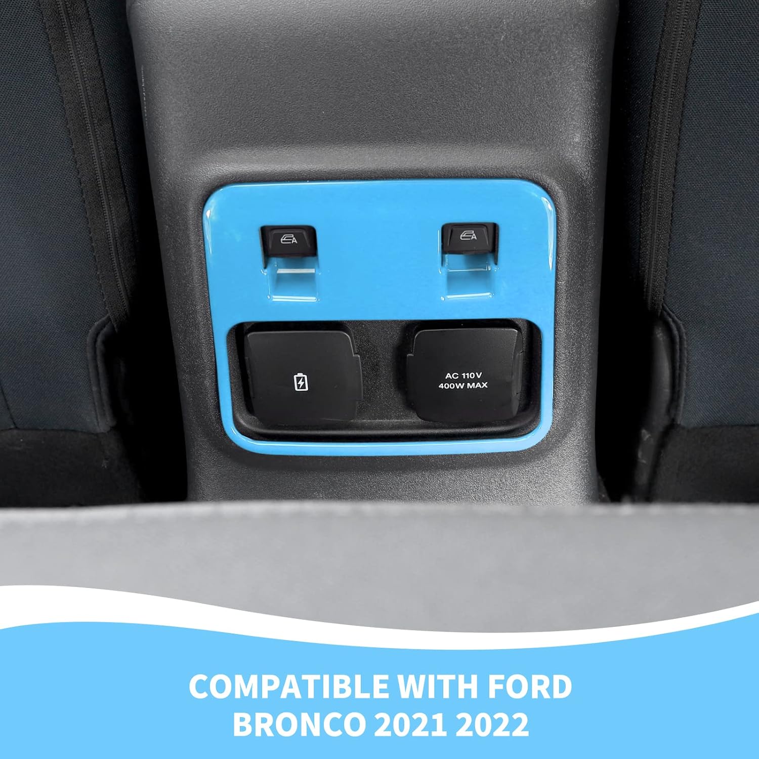 RAZPOY Rear Seat Window Switch Panel Trim Compatible with Ford Bronco Interior Accessories 2-Door 4-Door 2021-2024, Light Blue