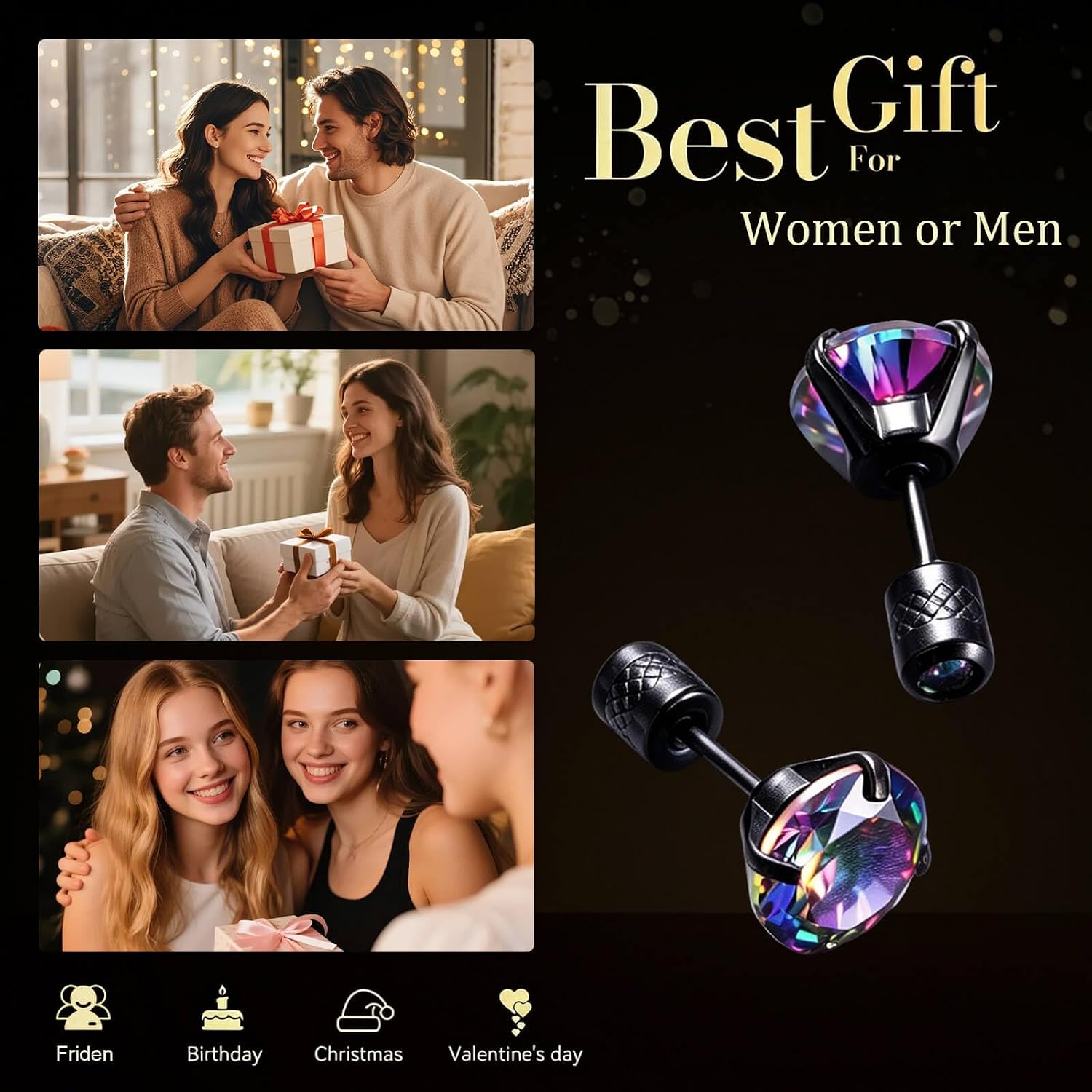 Titanium Earrings for Sensitive Ears Hypoallergenic G23 Implant Grade Titanium Post Screw Back 5A Cubic Zirconia Stud Earrings for Women Men