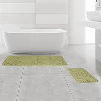Vista 280 de Yeaban Juego de alfombras de baño verde manzana 2 piezas (20" x 32" y 17" x 24"), tapetes de baño de felpilla gruesa Alfombras de baño absorbentes