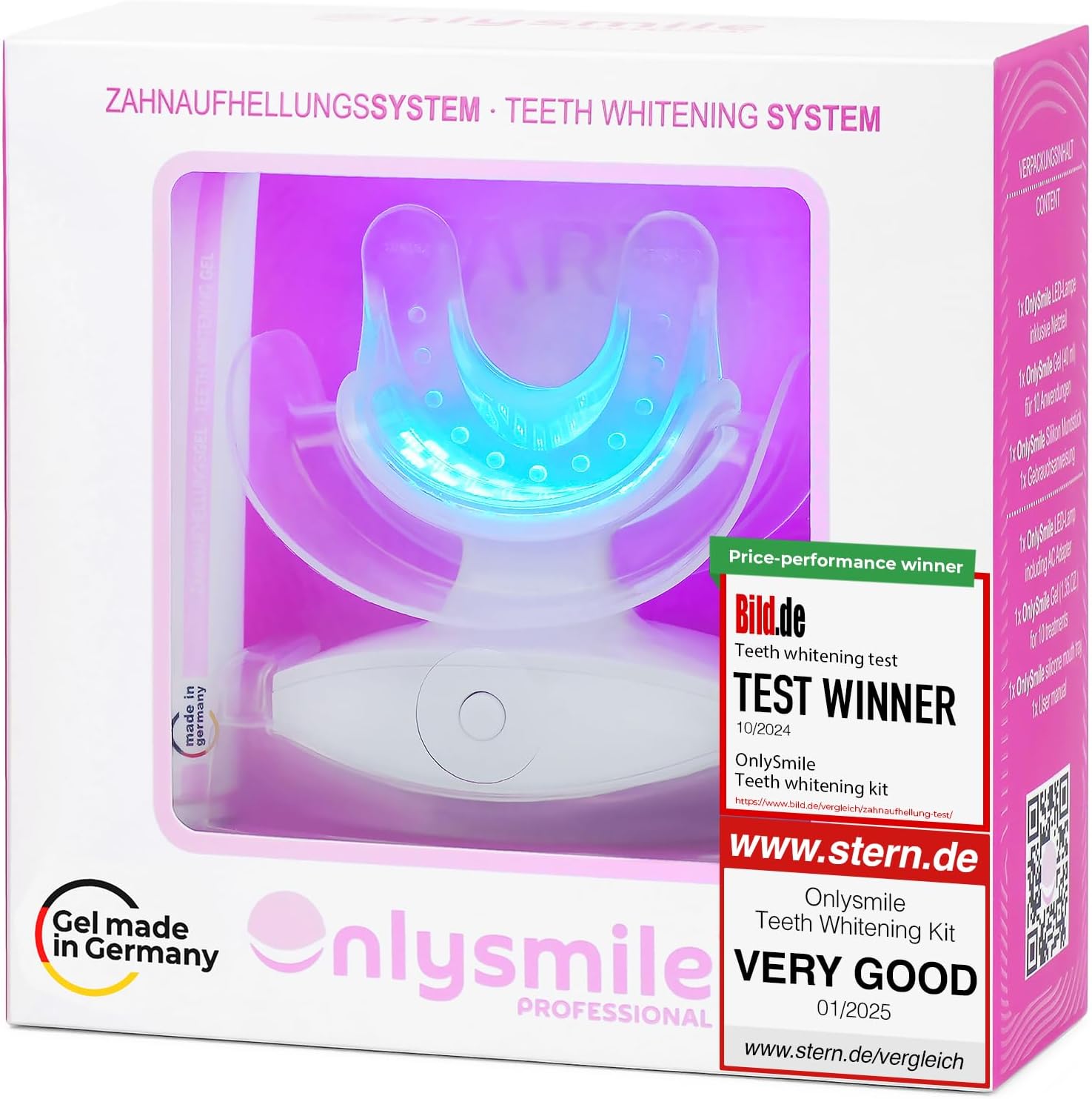 OnlysmileTeeth Whitening Kit for White Teeth | All in One Cosmetic Tooth Bleaching Kit | Bleaching Set with Instant Effect | Teeth Cleaning | Ideal for Sensitive Teeth | Direct from The Manufacturer