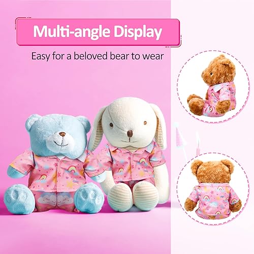 Miniatura 17 de Conjunto de 2 piezas de ropa de oso de pijama, se adapta a la mayoría de los osos de 12 a 16 pulgadas, pijamas de felpa para juguetes de prejardín