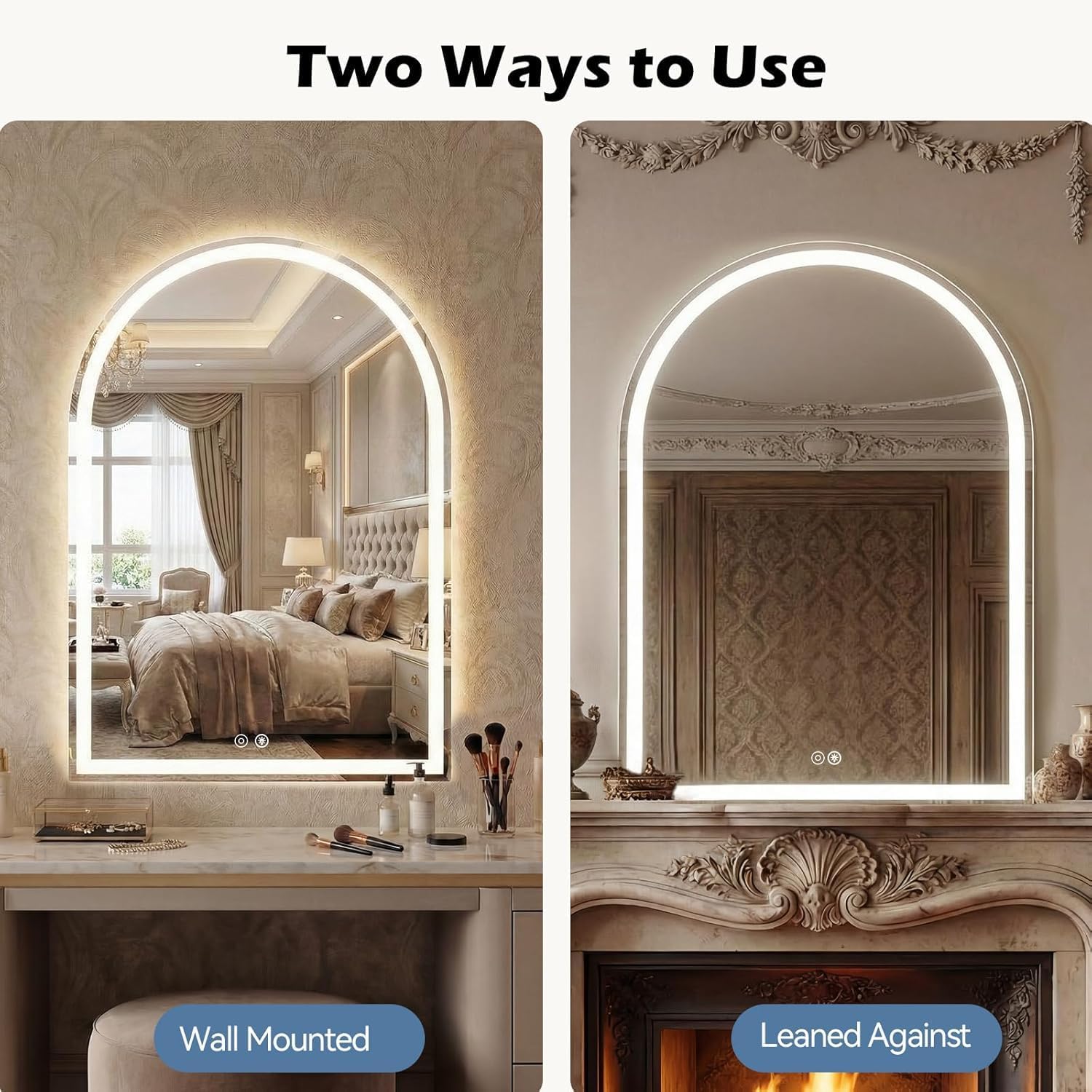Simple Deluxe 20x28 inch Arched Mirror for Bathroom Vanity Mirror or Wall Decor, Arch Mirror Brushed Metal Frame, Wall Mounted Mirror for Bathroom LivingRoom Bedroom Entryway(20''×28'')