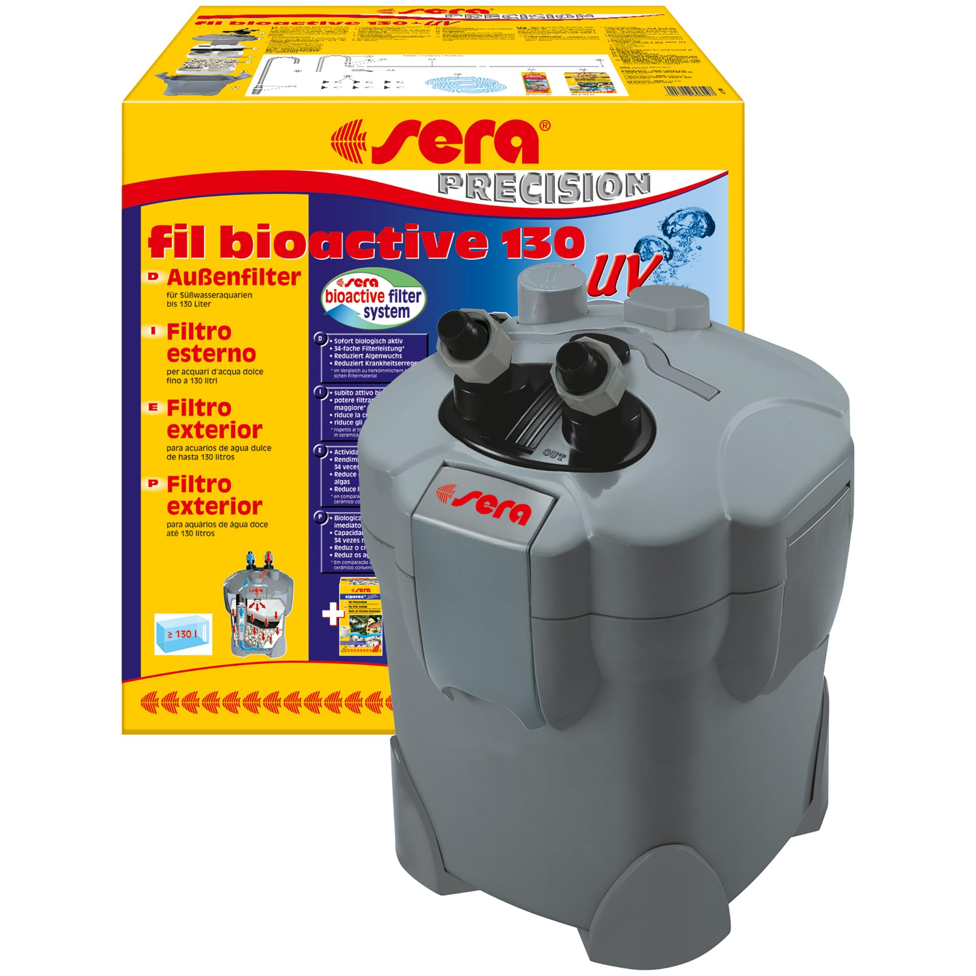 sera Fil bioactive 130 + UV | pour Aquariums d'eau Douce jusqu'à 400 l | Filtration optimale | réduit Les pathogènes par UV|c
