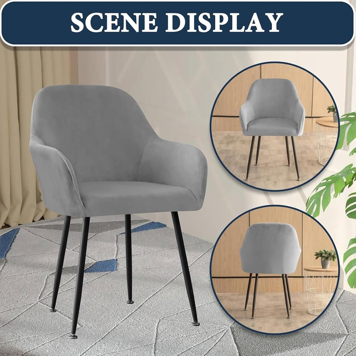 Velvet Curved Back Dining Room Chair Covers with Arms Stretch Swivel Bar Stool Chair Slipcover with Armrest Accent Removable Vanity Desk Armchair Protector Covers(23# Milky White,2PCS)